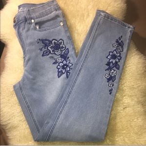Diane Gilman DG2 Vintage Floral Embroidered Denim